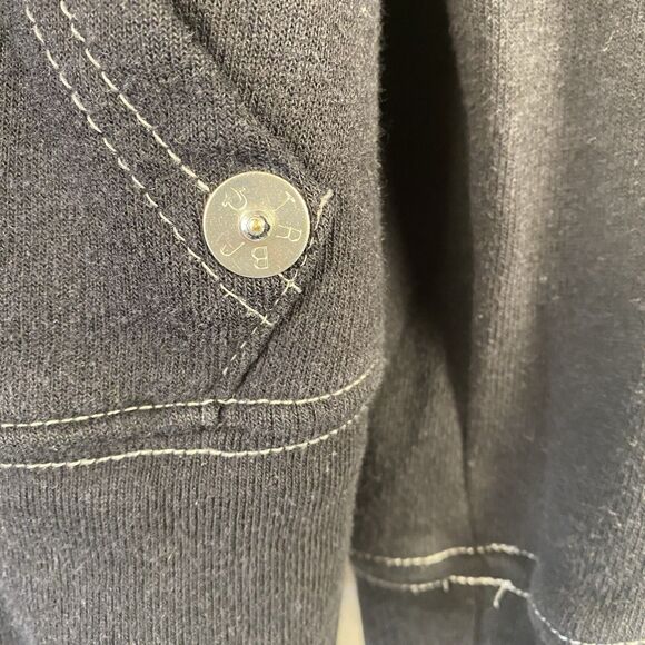 True Religion Black Full Zip Sweatshirt W/ Stitching S Graphic Grunge BigT- Read - Picture 8 of 9